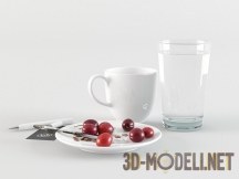 3d-модель Чашка, стакан и мелкие сливы