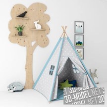3d-модель Набор с лампой Wolf и палаткой