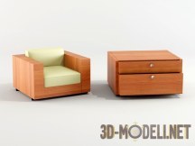 3d-модель Кресло и тумба с ящиками