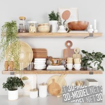 3d-модель Кухонная посуда с комнатными растениями