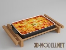 3d-модель Лазанья на деревянной подставке