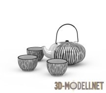 3d-модель Чайник и три чашки