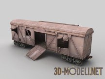 3d-модель Старый товарный Ж/Д вагон