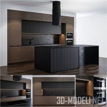 3d-модель Современная кухня в темном цвет