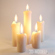3d-модель Несколько горящих свечей