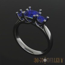 3d-модель Темное кольцо с синими камнями