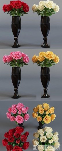 3d-модель Четыре букета роз