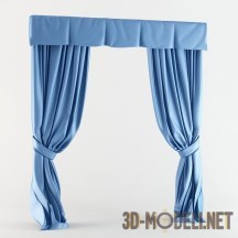 3d-модель Синие шторы с небольшим ламбрекеном