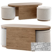 3d-модель Стол Union Oval от Crate & Barrel (с пуфами)