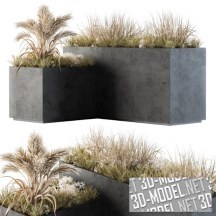 3d-модель Серый угловой контейнер с растениями