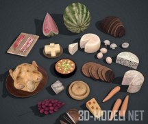 3d-модель Средневековая еда Low-Poly