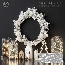 3d-модель Декоративный набор с белым рождественским венком