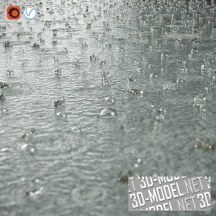 3d-модель Капли и брызги от дождя, круги и рябь на воде