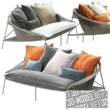 3d-модель Уличный диван Traveler от Roche Bobois с пестрыми подушками