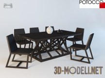 3d-модель Обеденный стол со стульями Potocco «Tenso»