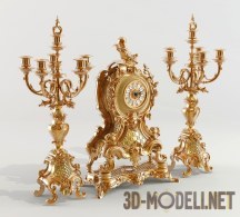 3d-модель Каминные часы и канделябры в стиле барокко