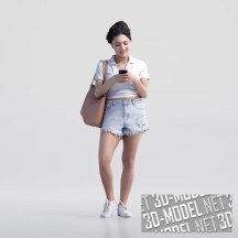 3d-модель Мануэла в шортах и с телефоном