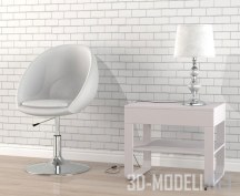 3d-модель Круглое кресло и стол с лампой