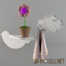 3d-модель Полка-птица и вешалка-облако