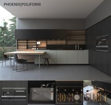3d-модель Кухонная мебель с техникой Poliform Varenna Phoenix