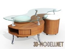 3d-модель Журнальный стол оригинальной формы, с банкетками