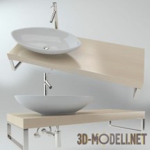 3d-модель Раковина на деревянной столешнице