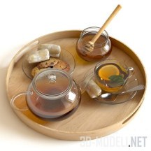 3d-модель Чай, мед и печенье