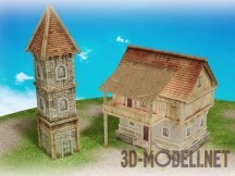 3d-модель Средневековая деревня low-poly