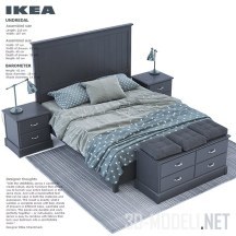 Кровать с тумбами и комодом IKEA Undredal