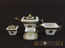 3d-модель Чайный набор с золотой отделкой