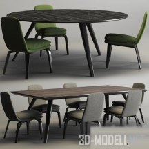 3d-модель Комплект от Minotti (стол Evans, стул York)
