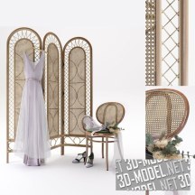 3d-модель Декоративная ширма, кресло и наряд невесты