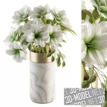 3d-модель Белые цветы в мраморной вазе