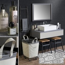 3d-модель Мебель для ванной комнаты с лестницей-радиатором