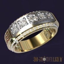 3d-модель Широкое кольцо из белого металла