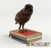 3d-модель Бронзовая сова и книги