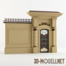 3d-модель Кованая калитка с колоннами