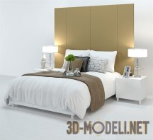 3d-модель Двуспальная кровать с очень высоким изголовьем