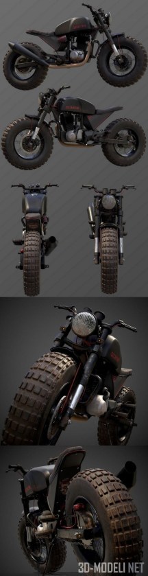 3d-модель Мотоцикл-вездеход на «грязевых» колесах