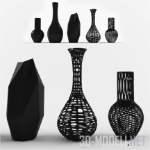 3d-модель Разные черные вазы
