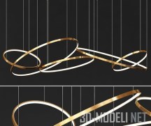 3d-модель Подвесная люстра из золотых колец