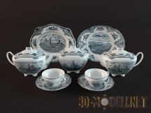 3d-модель Набор посуды с росписью