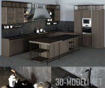 3d-модель Кухня Frame Snaidero и техника Amica