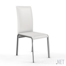 Белый стул на хромированных ножках