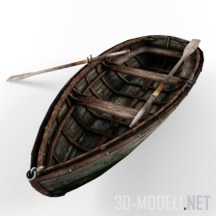 3d-модель Cтарая лодка с веслами