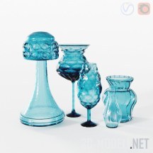 3d-модель Посуда из синего стекла