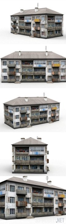 3d-модель Трехэтажный старый дом