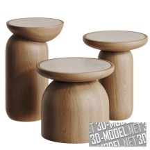 3d-модель Деревянные столики Mezcalitos от SinCa Design с каменной столешницей