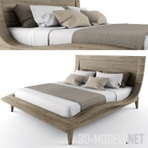 Кровать в эко-стиле, с постельным бельем