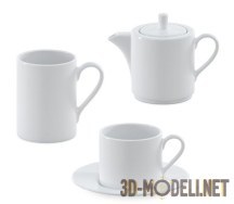 3d-модель Современный чайный сервиз из белого керамического стекла